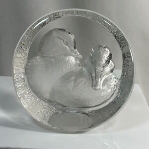 Mats Jonasson Crystal Art Glass Ducklings Sculpture Signed Sweden 28% Ld Crystal